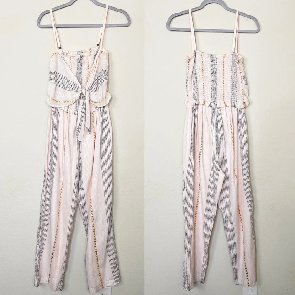 SAYLOR Striped Sleeveless Tie Front Jumpsuit